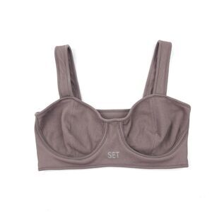 NEW Set Active Sculptflex Contour Bra Mocha Ribbed Athletic Yoga Lounge Sporty